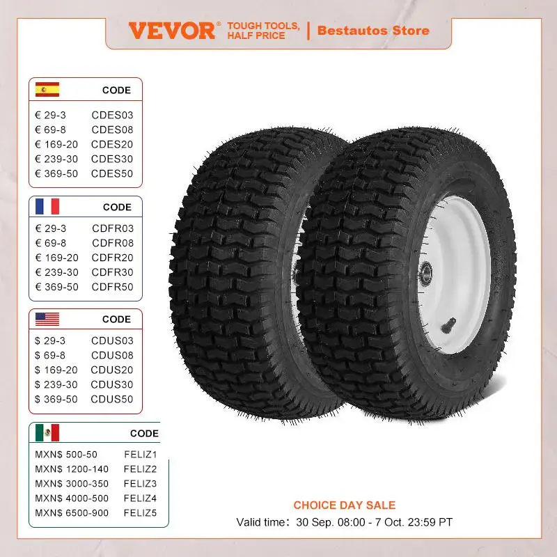 VEVOR Lawn Mower Tires with Rim Turf Pneumatic Tires 3