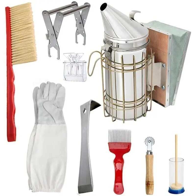 10-Piece Set Starter Beekeeping Sheepskin Gloves Scraper