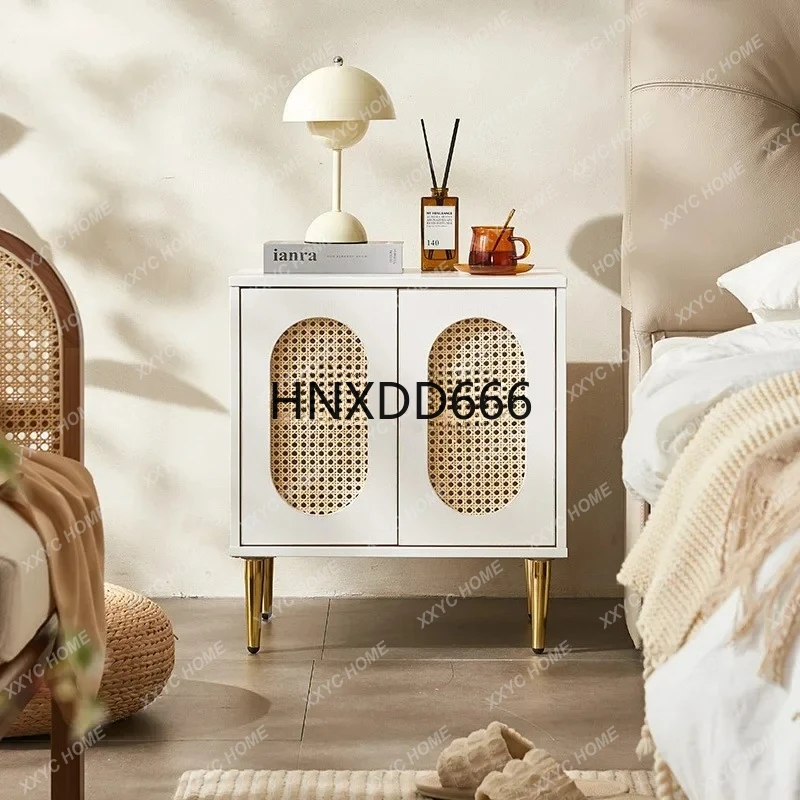 Wabi Sandy Wind Medieval Rattan Bedside Table Nordic Simple Modern Storage Cabinet