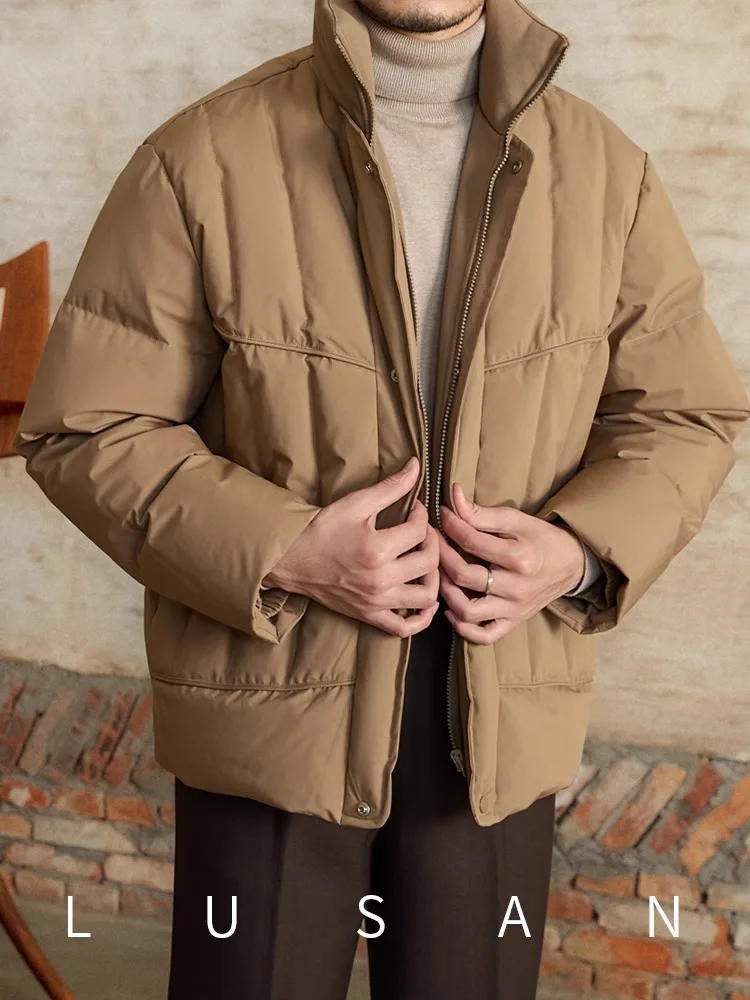 

Men's Patchwork Down Jacket - Winter Warm Retro Short Thick Faux Two-Layer Coat