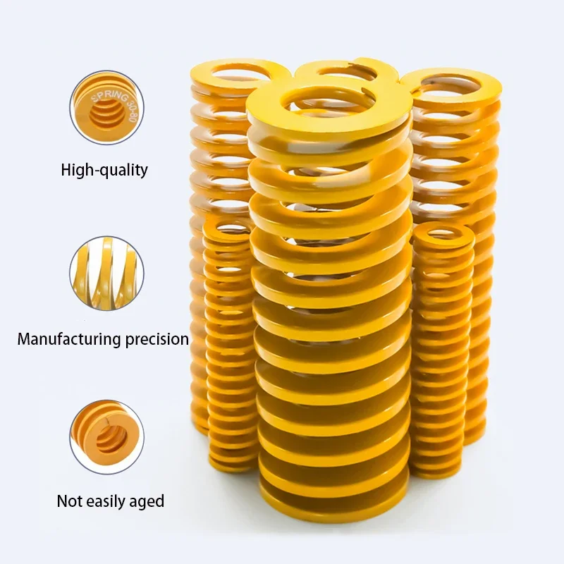Picture 5: Yellow Small Light Load Die Mold Springs Spiral Stamping Compression Spring 65Mn Die Spring OD:8/10mm ID:4/5mm Length:15~100mm