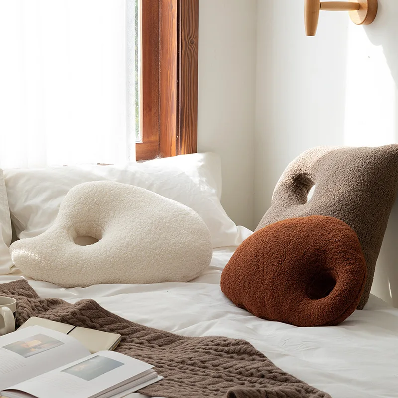 Scandinavian special-shaped pillow sofa pure color sheep stuffed bay window back pillow modern casual bed cushion sofa cushion
