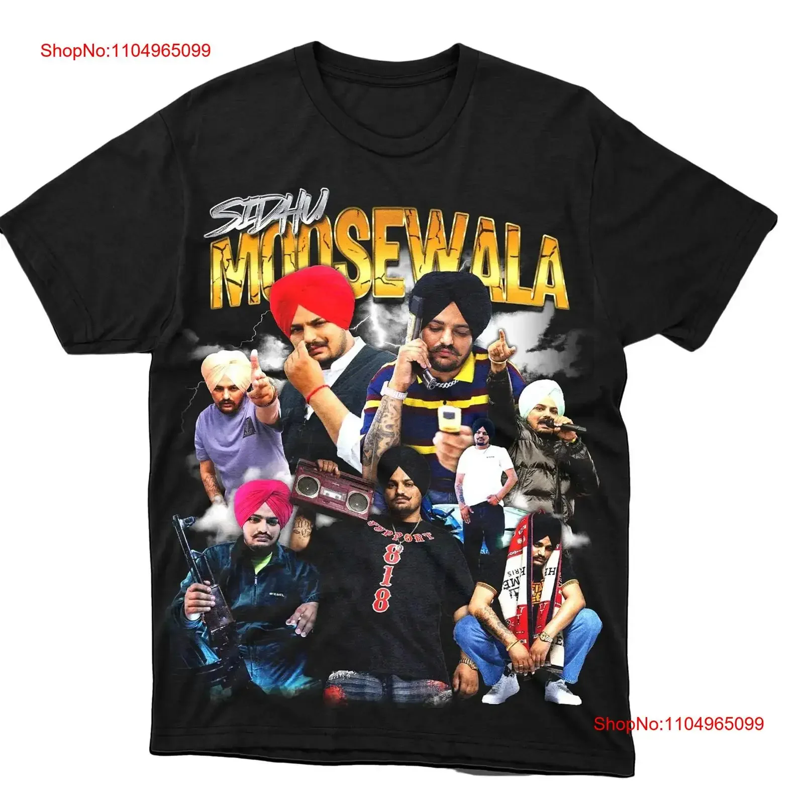SIDHU MOOSEWALA I مغني الراب الهندي l المغني البنجابية تي شيرت سيخ جنوب آسيا ديسي المتضخم 90s خمر خمر غسلها أنيق