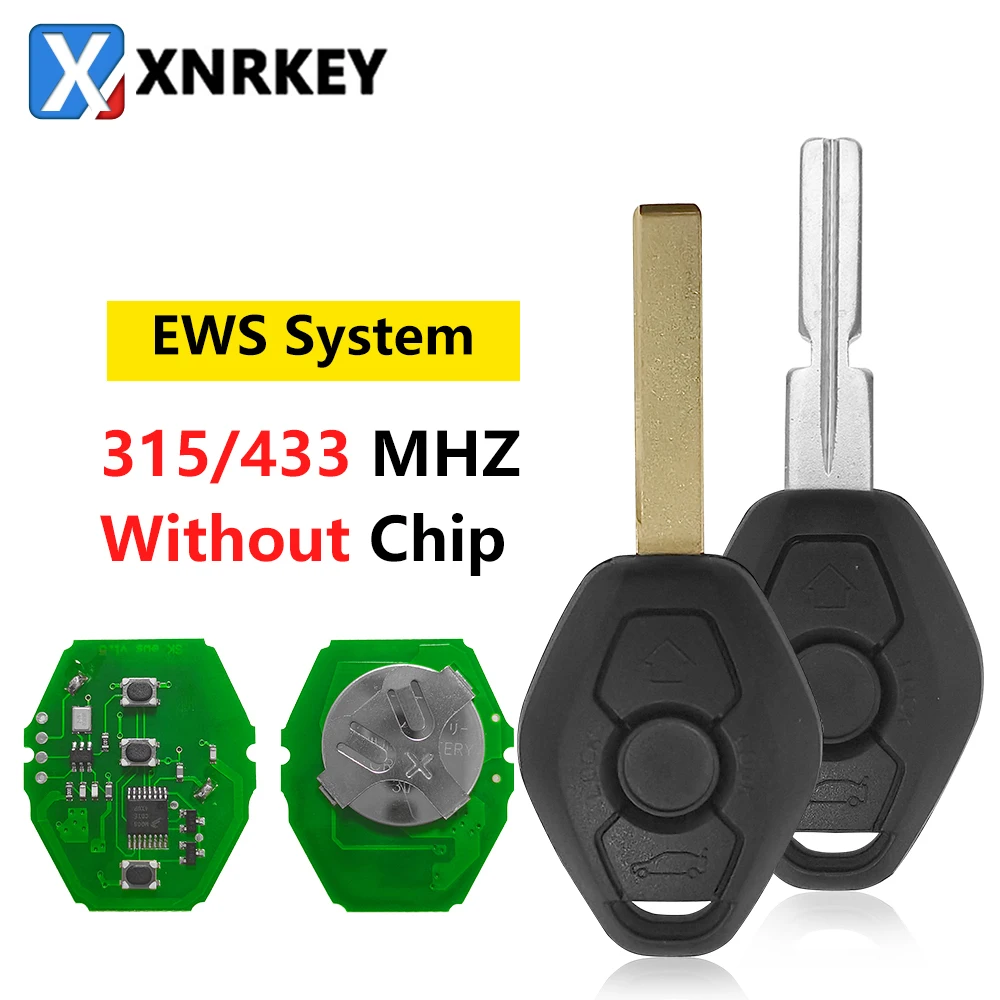 

XNRKEY 3 Button Remote Key 315/433 Mhz HU58/HU92 Blade for BMW 1 3 5 7 Series E38 E39 E46 EWS System Car Key (Not Adjustable)