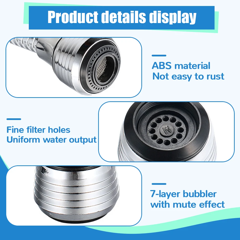 Rotatable Faucet Water Saving Filter Bubble Sprayer Faucet High Pressure Faucet Diffuser Nozzle Faucet for Kitchen Bathroom Sink