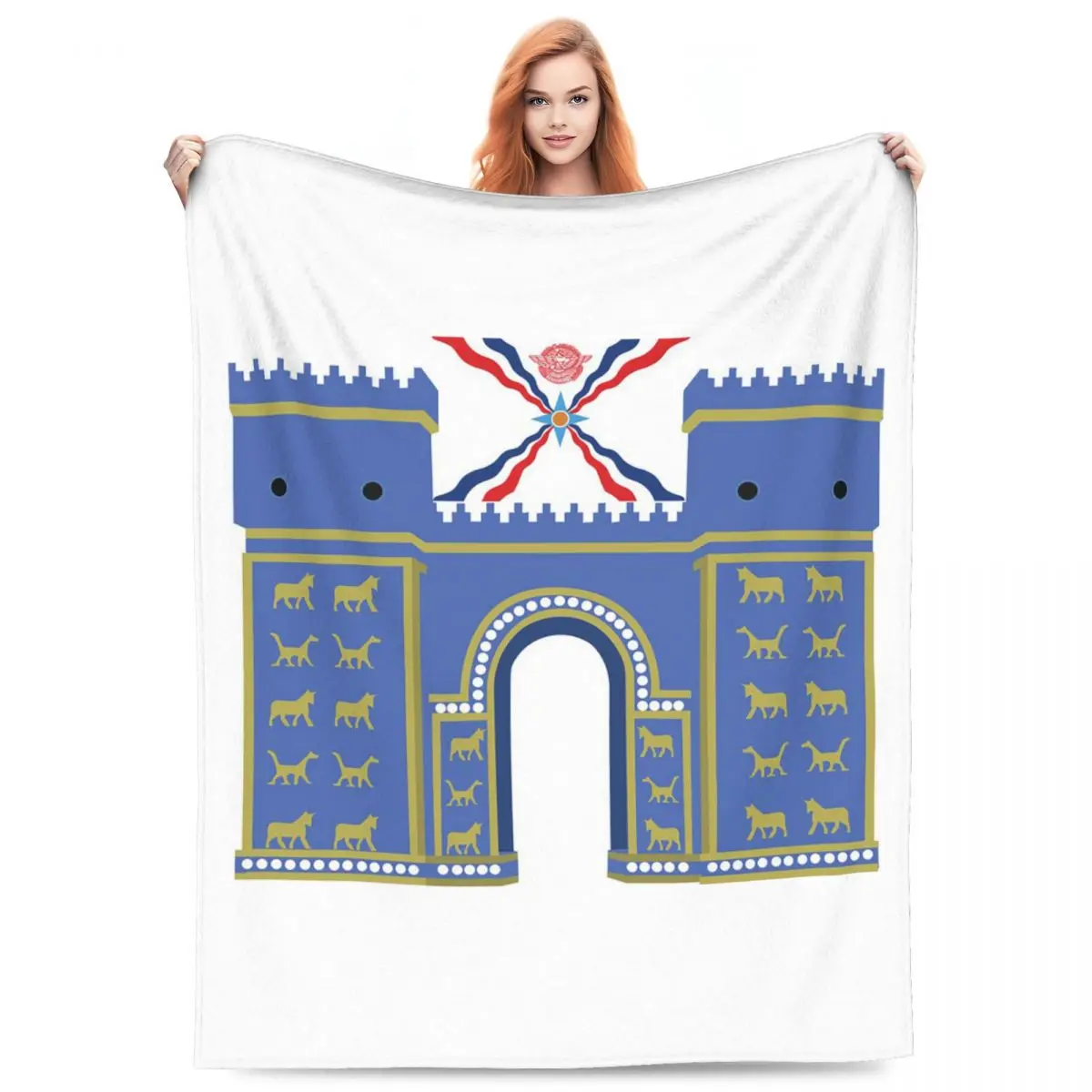 Assyrian Suryoyo Flag Blanket Fleece Sofa Throw Blanket Multi-function for Couch Bedding Travel Throws Bedspread Quilt
