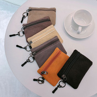 Canvas Mini Coin Wallet Bag Solid Color Zipper Key Bag Money Pocket Purse Women Men Small Card Holder Change Coin Purses Wallet