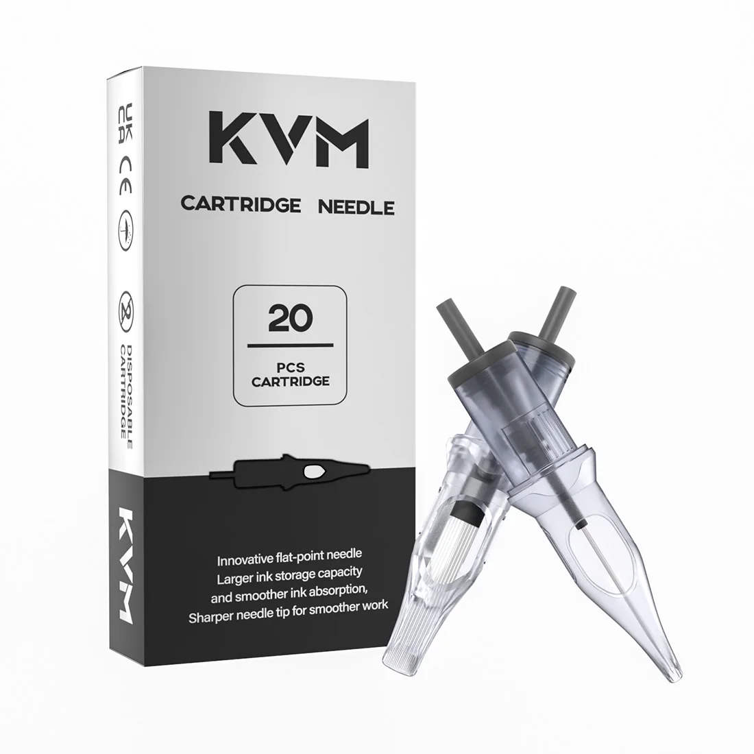 

KVM 20pcs/Box Transparent Disposable Tattoo Cartridge Needles M1 RM RS RL Compatible with Rotary Tattoo Machines Supplies