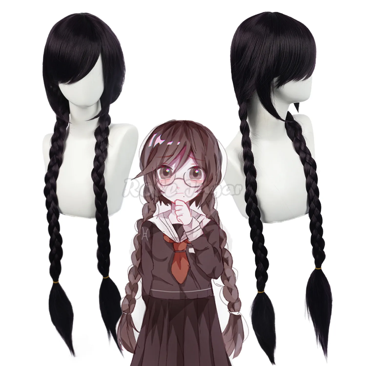 Danganronpa Touko Fukawa Braids Wig Cosplay Dangan Ronpa Costume Wigs Accessories Heat Resistant Synthetic Hair