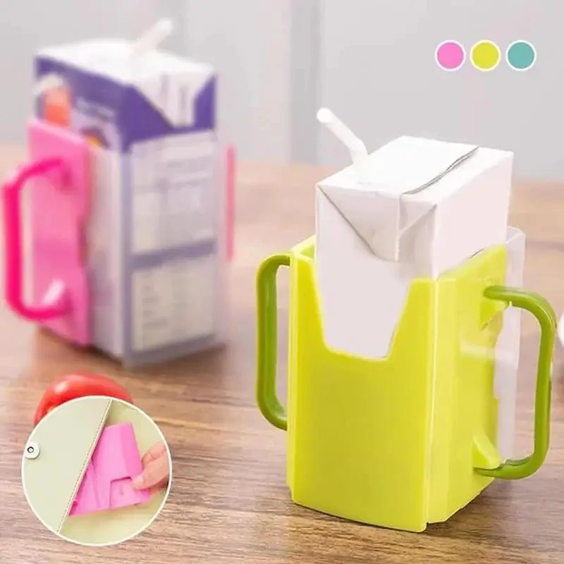 Milk Box Holder Infant Anti-Spill Cup Holder Bottle Cup Milk Holder Adjustable Safety Plastic Baby Toddler Juice Box Drinking