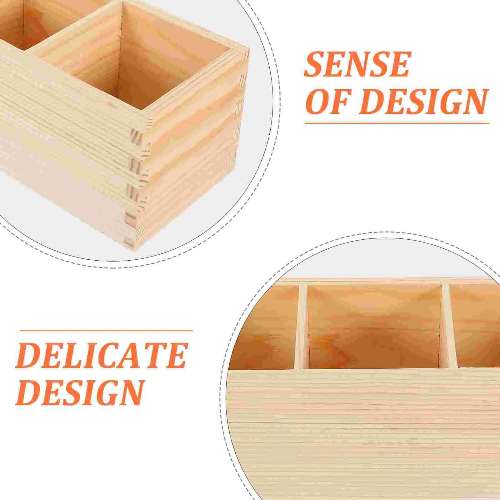 Wooden Multi-grid Pen Holder Desk Organizer Vertical Container Pine Desktop Makeup Brush