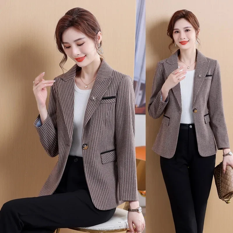 

2024Spring Autumn New Suit Jacket Women Lined High-Quality Coat Mother Outwear Temperament Joker Blazer Jackets Lady Fashion Top