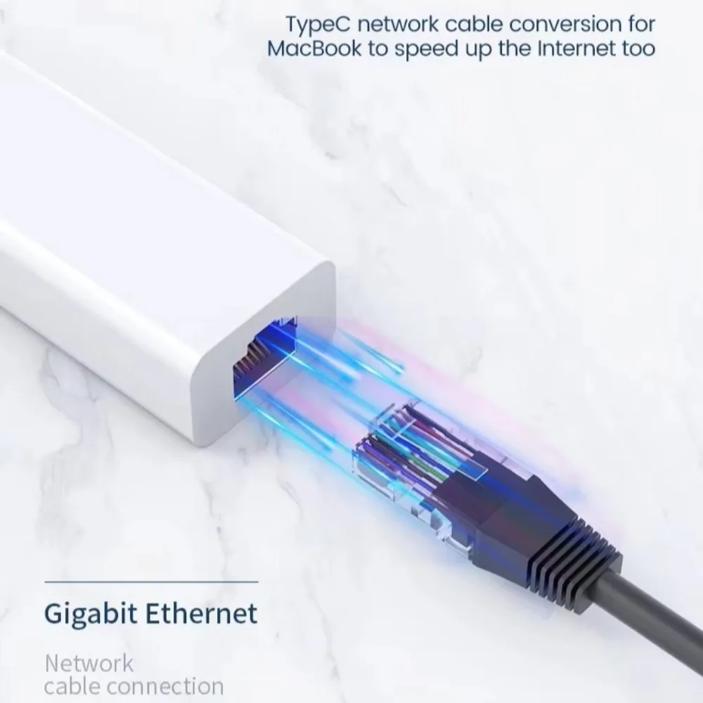 High-Speed High-Speed USB Ethernet Adapter Type C USB 2.0 Ethernet Adapter Network Card 3 Ports 10/100 Ethernet USB Hub for PC