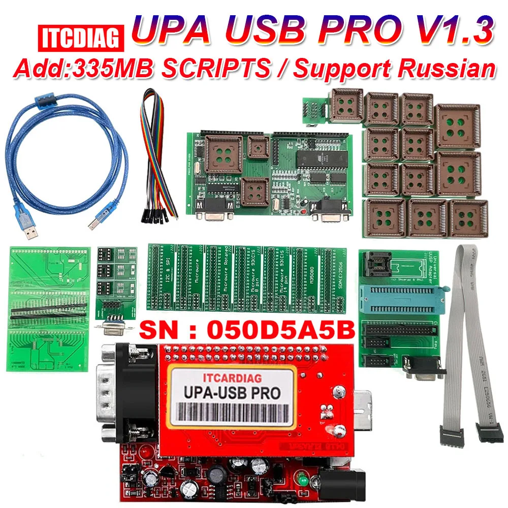 SN: 050D5A5B UPA USB V1.3 Programmer ECU Chip Tunning with Eeprom Adapter with NEC Functions Upa Usb Supported Windows 10 64Bit