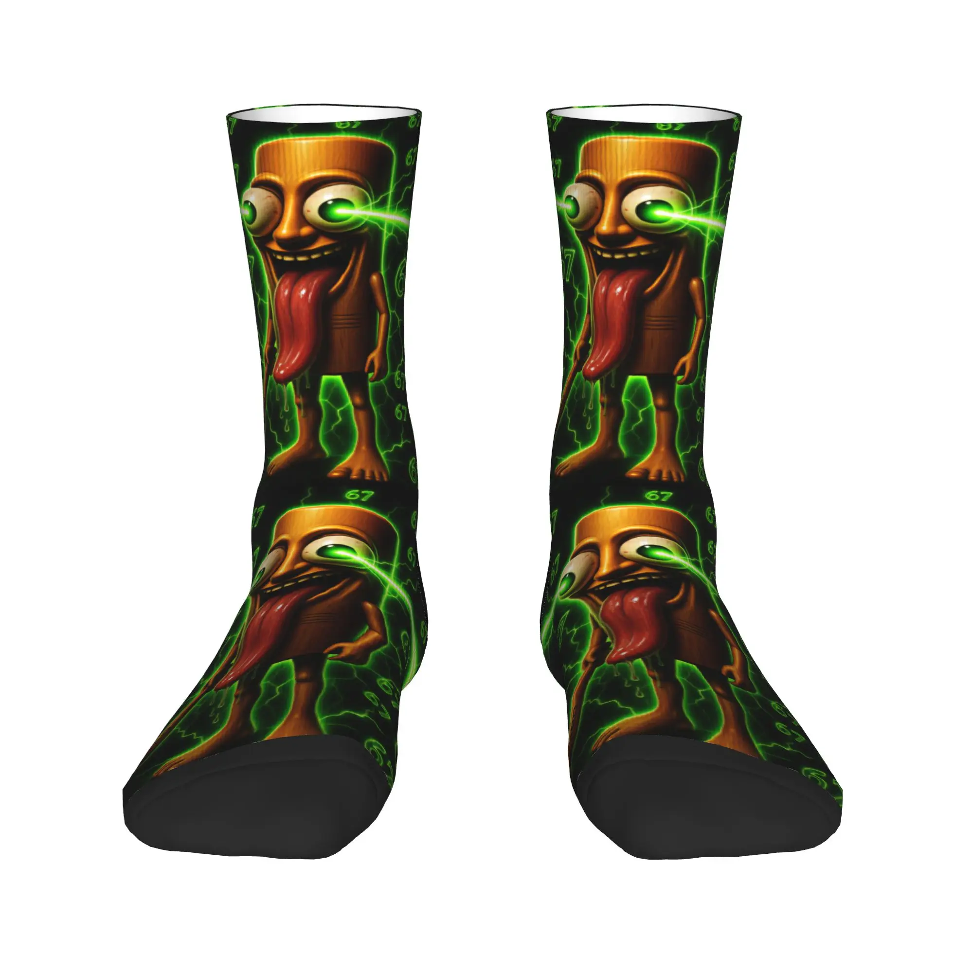 Adults Men Socks Tung Tung Tung Sahur Brainrot Meme  Stockings Autumn Retro Medium Soft Socks Graphic Running Anti Sweat Socks