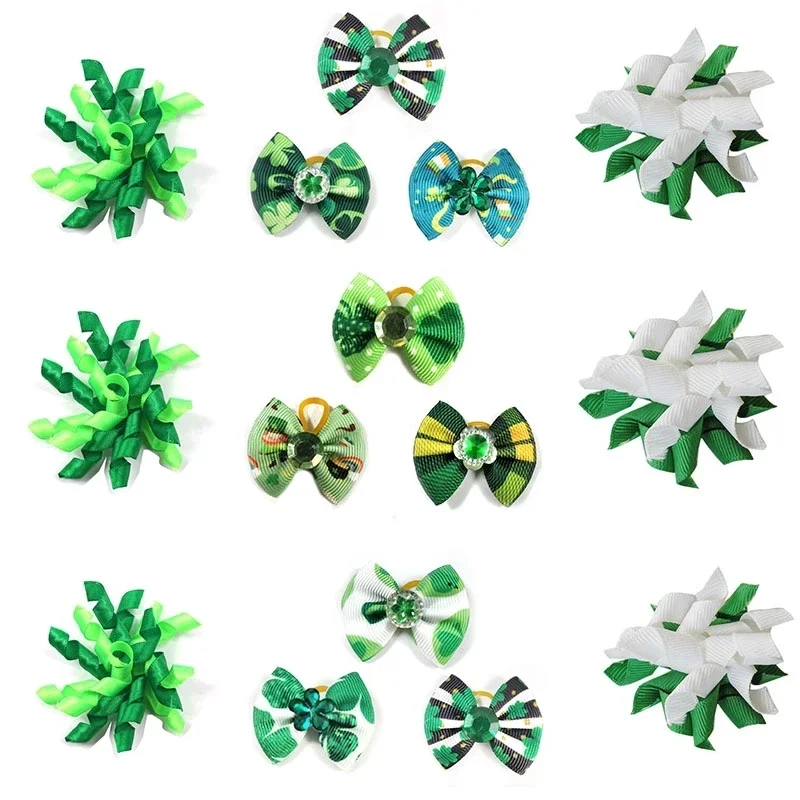 50pcs St. Patrick\'s Day Pet Cat Dog Pet Bow Tie Bandana Dog Bows Small Dog Grooming Accessories Large Dog Holiday Pets Supplies