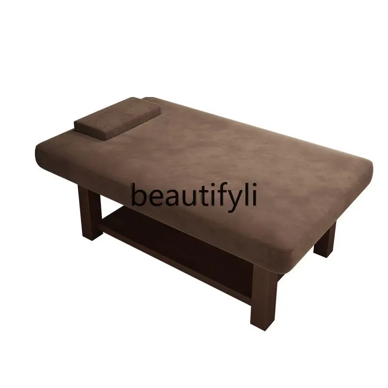 Solid wood beauty bed enlarged and widened massage physiotherapy bed massage 90 wide 120 wide SPA integrated bed widened