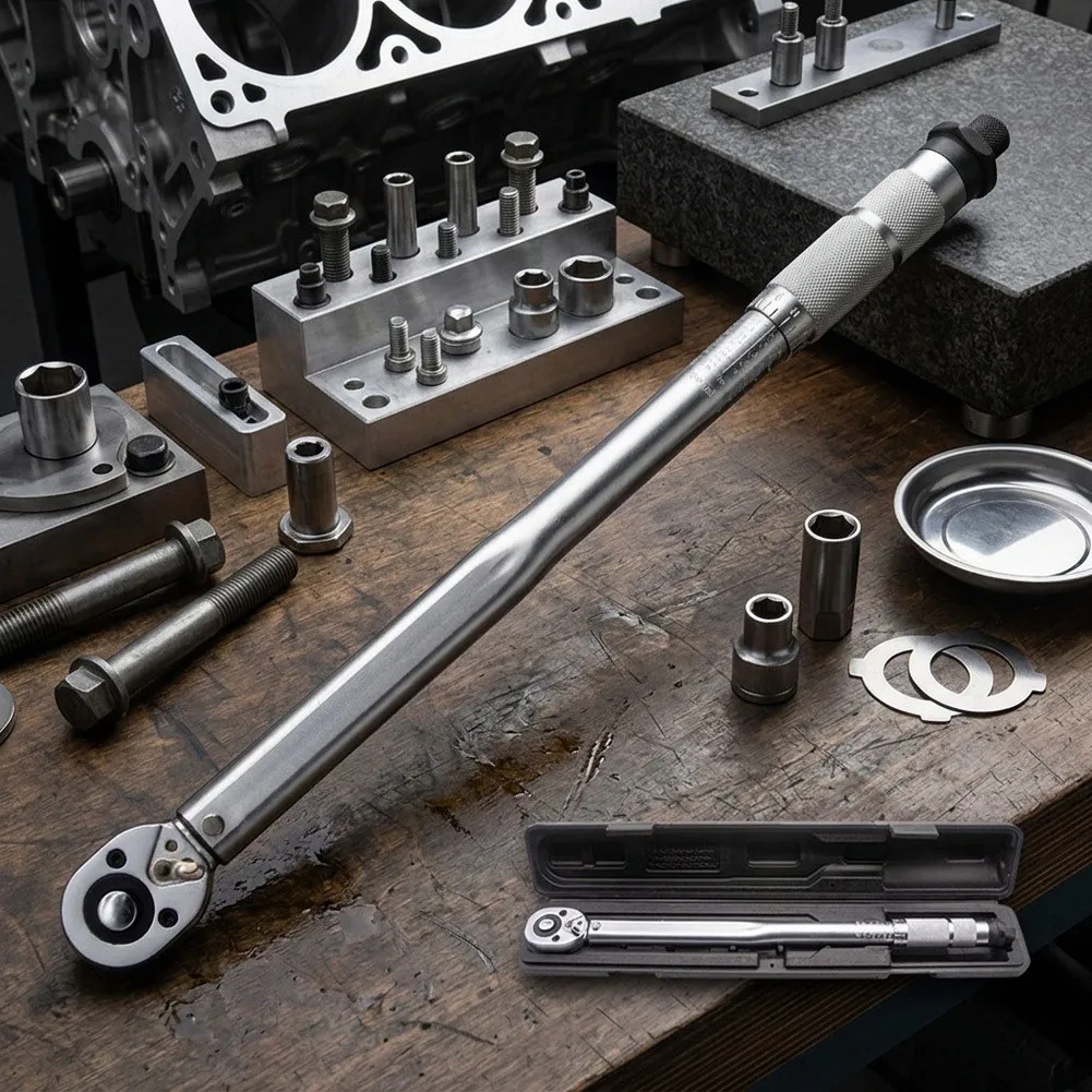 Torque Wrench with 1/4 inch and 3/8 inch Drive Sizes Adjustable Range from 2Nm to 110Nm for Accurate Tightening Control