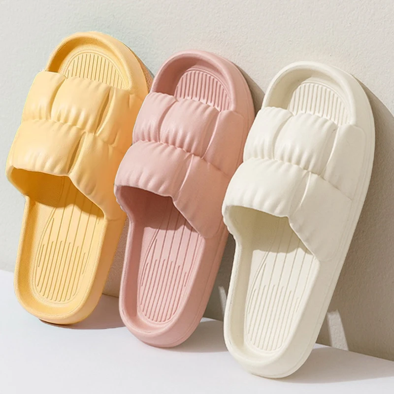 Fashion Slippers Women Shoes Summer Cloud Slippers For Men Home Flat Sandals Massage Flip Flops Couples Bathroom Indoor Slides