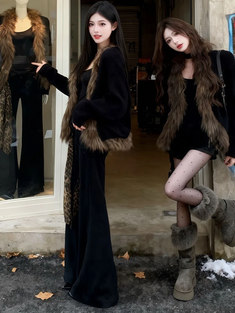 

Furry Unique Beautiful Winter Sweater Women's Faionable Ele Rich Girl Sle Top ort Coat Vintage Sle Long Sve