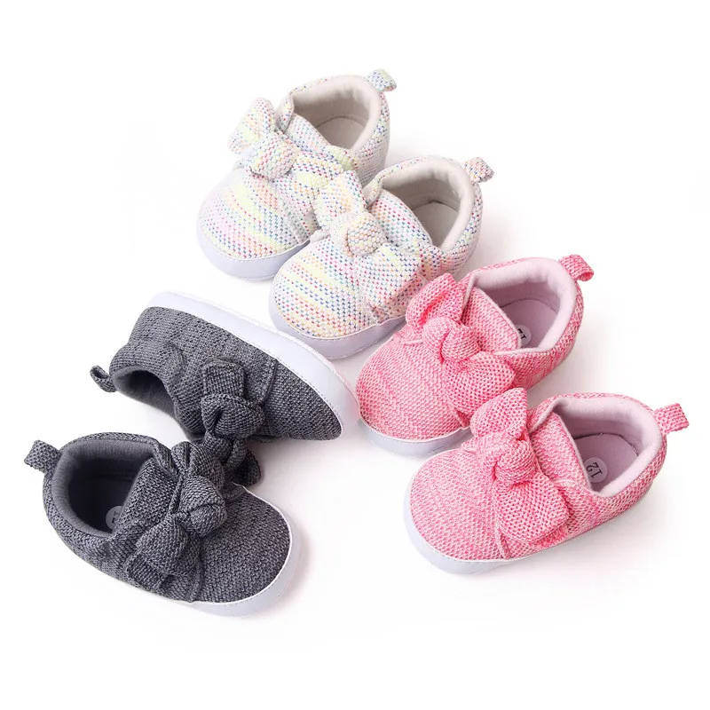 Cute Bowknot Baby Girls Shoes Soft Soled Non-slip Infant Footwear Crib Shoes Fashion Spring Autumn Newborn First Walkers