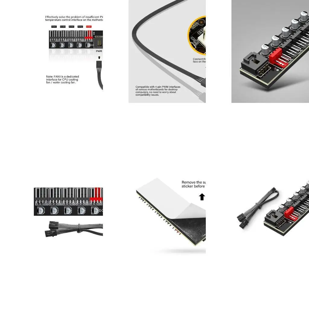 

652F 5 Port 4Pin Fan Hub For PC Case Cooling System Optimized Airflows Control With Synchronized Speed Adjustment