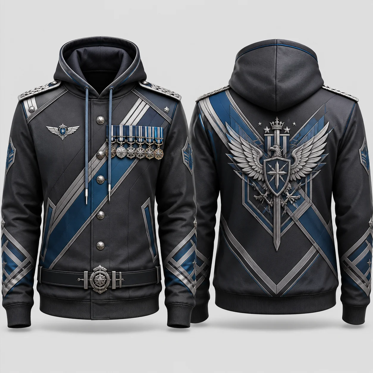 Herren Rote Zeremonielle Wachuniform 3D-Druck Reißverschluss-Hoodie Polyester Langarm Cosplay Streetwear Jacke Kostüm Oberteil Unisex