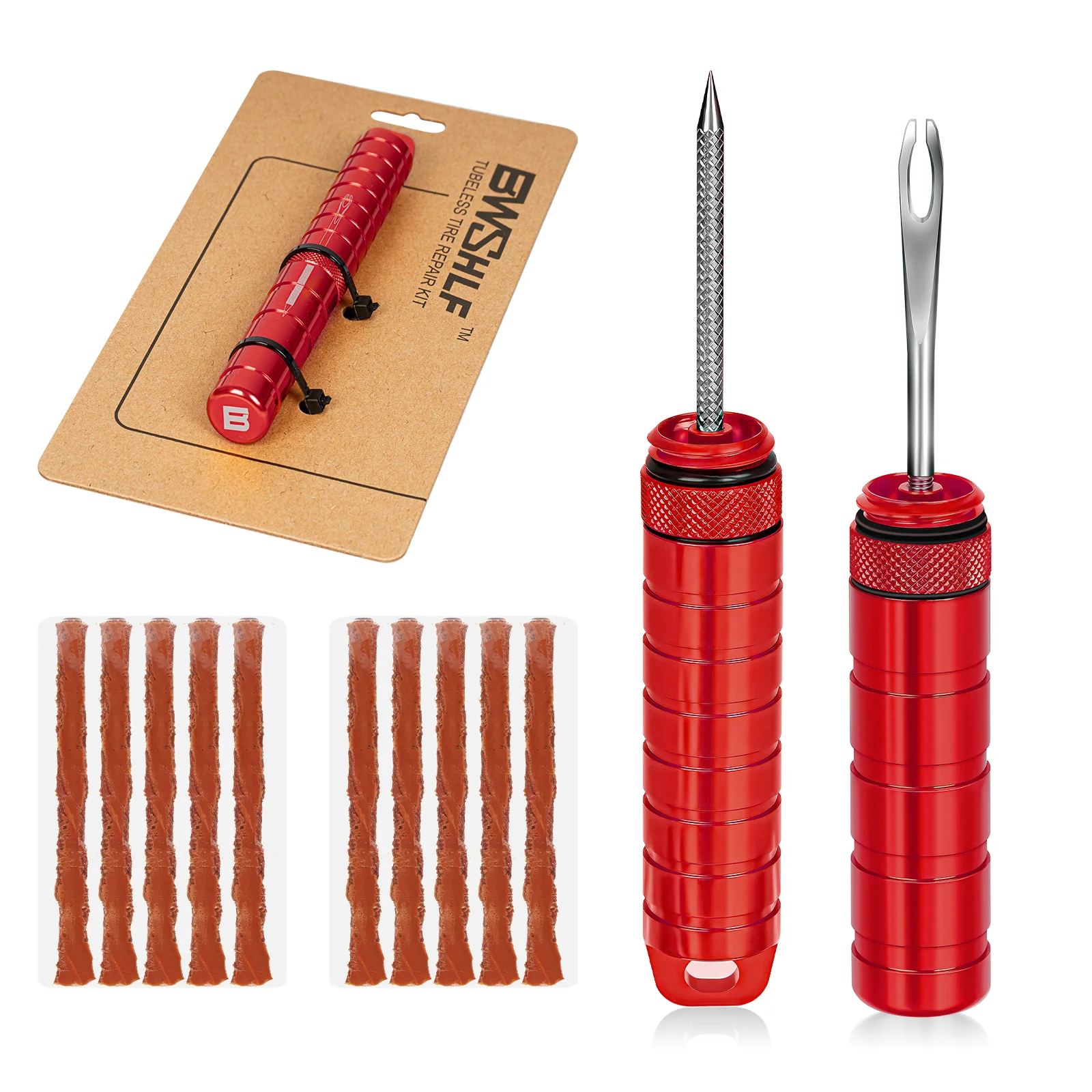 BWSHLF 10 Colors Tubeless Bike Tire Puncture Repair Kit for MTB Mountain Bikes Road Bikes No Glue Needed Tubeless Tyre Plug Kit