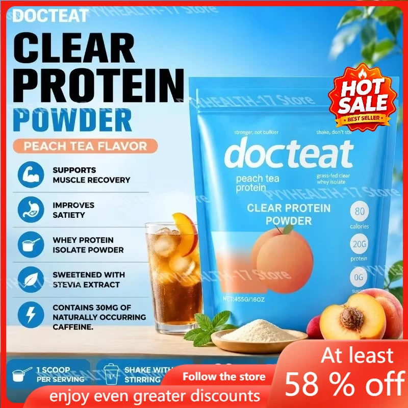 Whey Protein Isolate Powder, Peach Flavor, Supports Muscle Recovery 20g Protein 0g Sugar 80 Calories Stevia for Men Women 455 G