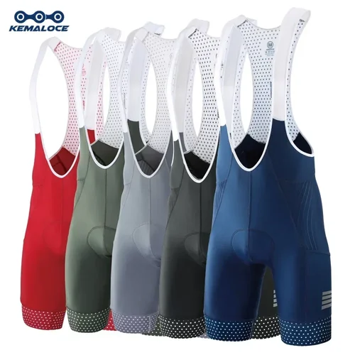 KEMALOCE, pantalones cortos con pechera para ciclismo para hombre, color azul sólido y negro, almohadilla de Gel 5D, pantalones cortos para bicicleta de montaña, bragas ajustadas transpirables para exteriores de alta gama