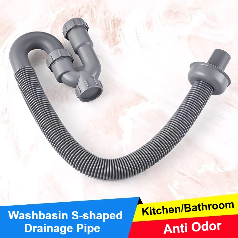 

Bathroom Odor-proof Drain Pipe S-shaped U-shaped Drain Pipe Anti-backflow Odor Kit Hand Basin Faucet Accessories Household