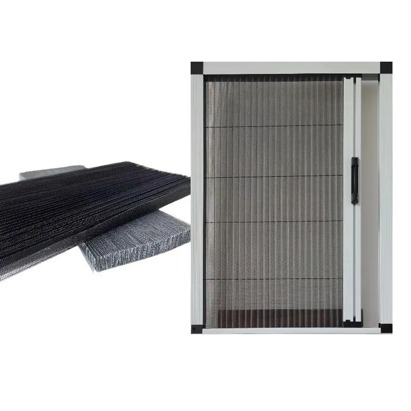 

[Factory Price] Factory Wholesale Aluminum Frame Plisse Fly Screen Doors With Polyester Pleated Mesh Net Folding Retractable Doo