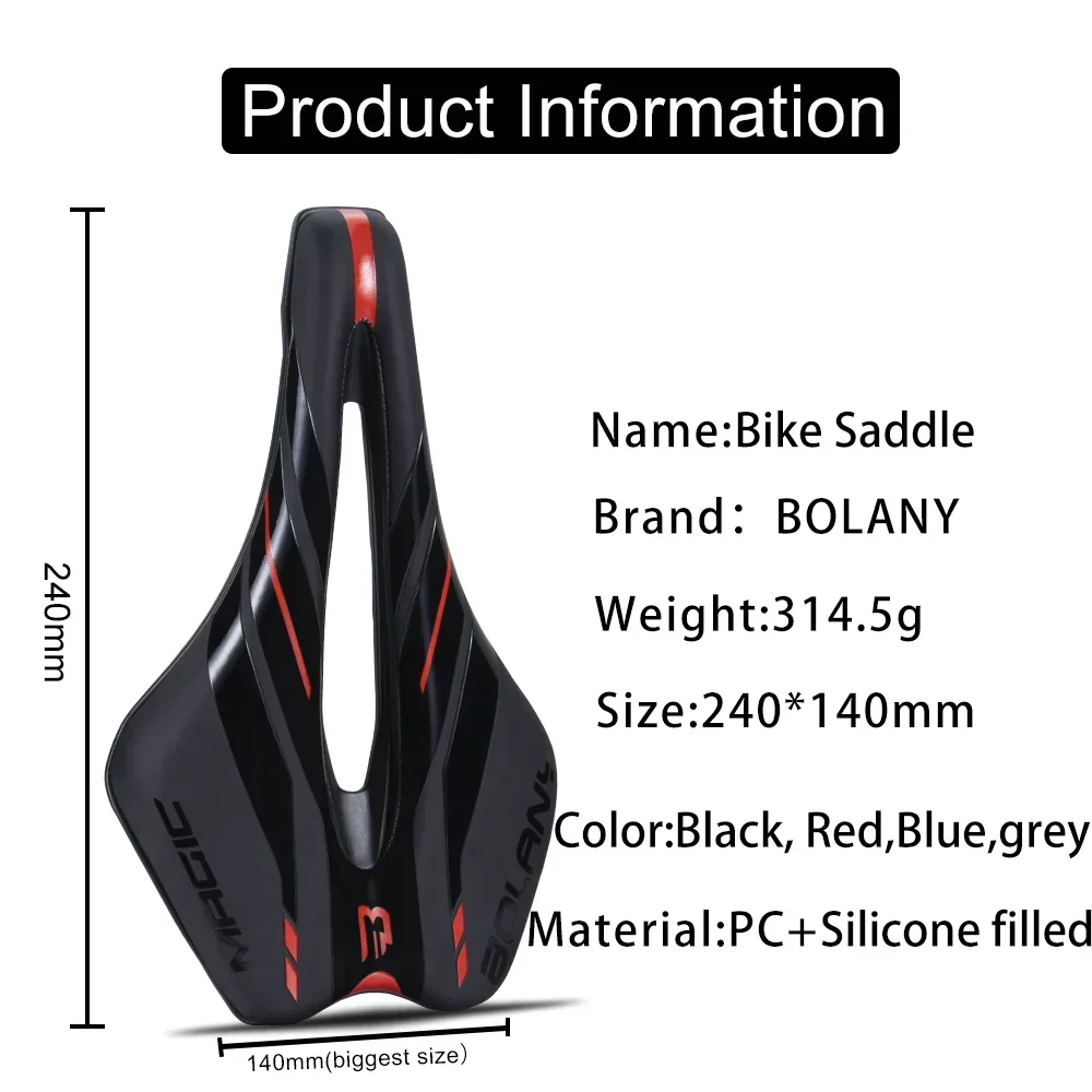 bolany mountain bike Saddle pc+silicone hollowed out breathable waterproof rebound road bike seat Cushion Outdoor Cycling Gear