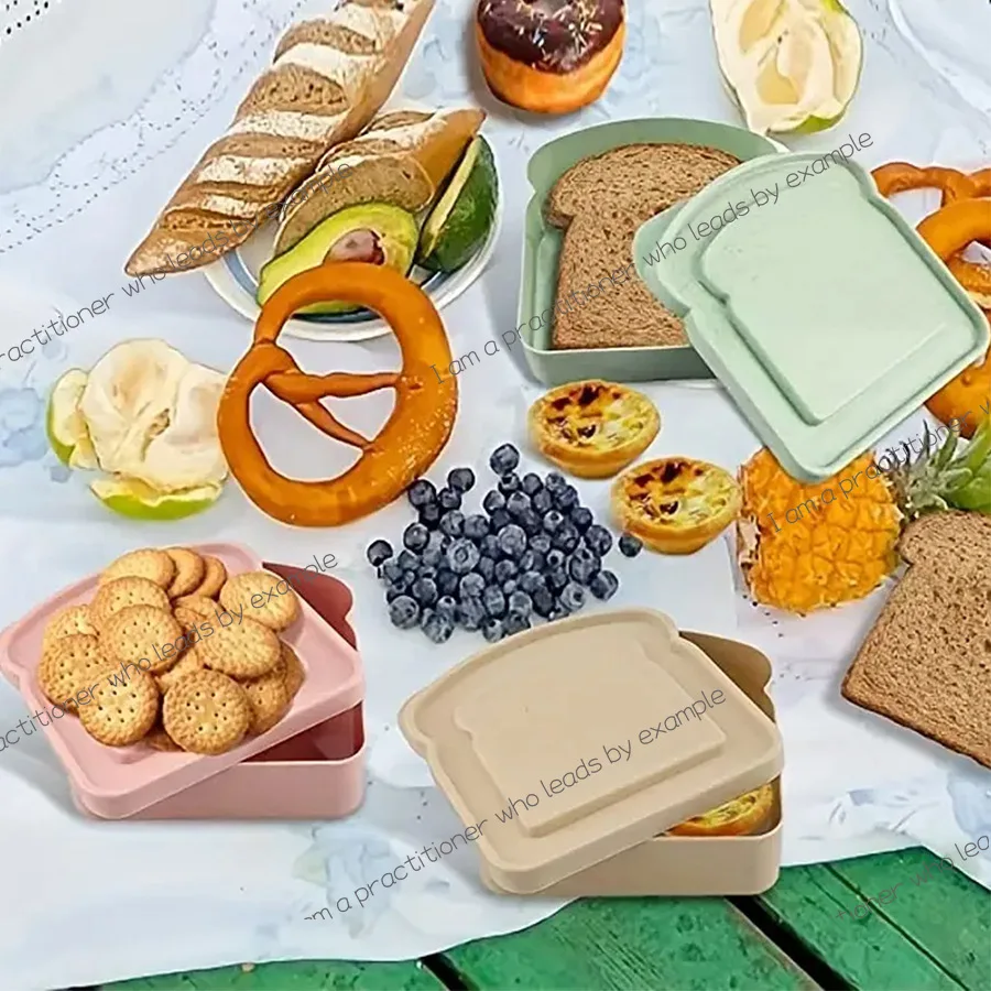 Wheat straw portable lunch box toast bread sandwich box large capacity bento box