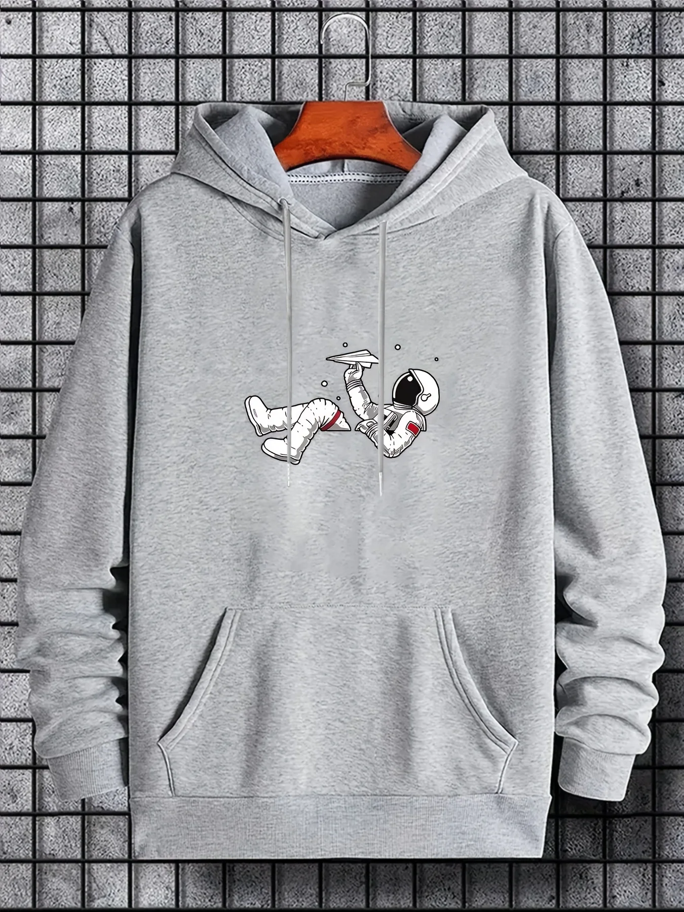 Men's Hip Hop Style Geometric Pattern Hoodie - Fall/Winter Casual Pullover Sweater, Machine Washable