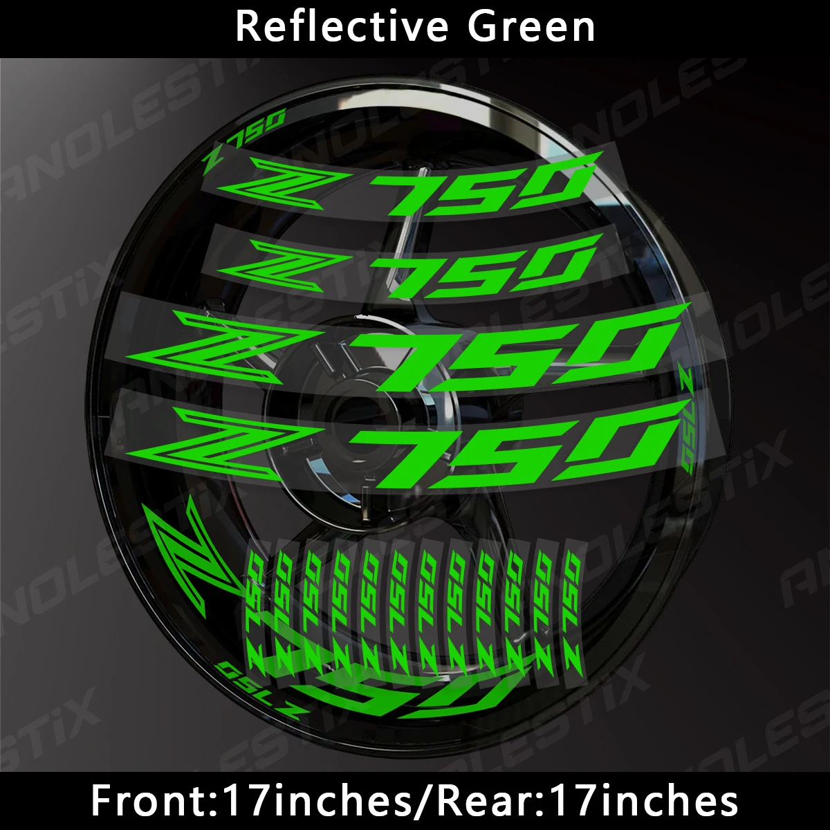 AnoleStix Riflettente Ruota Del Motociclo Adesivo Mozzo Decal Rim Stripe Nastro Per Kawasaki Z750 2017 2018 2019 2020 2021 2020 2023