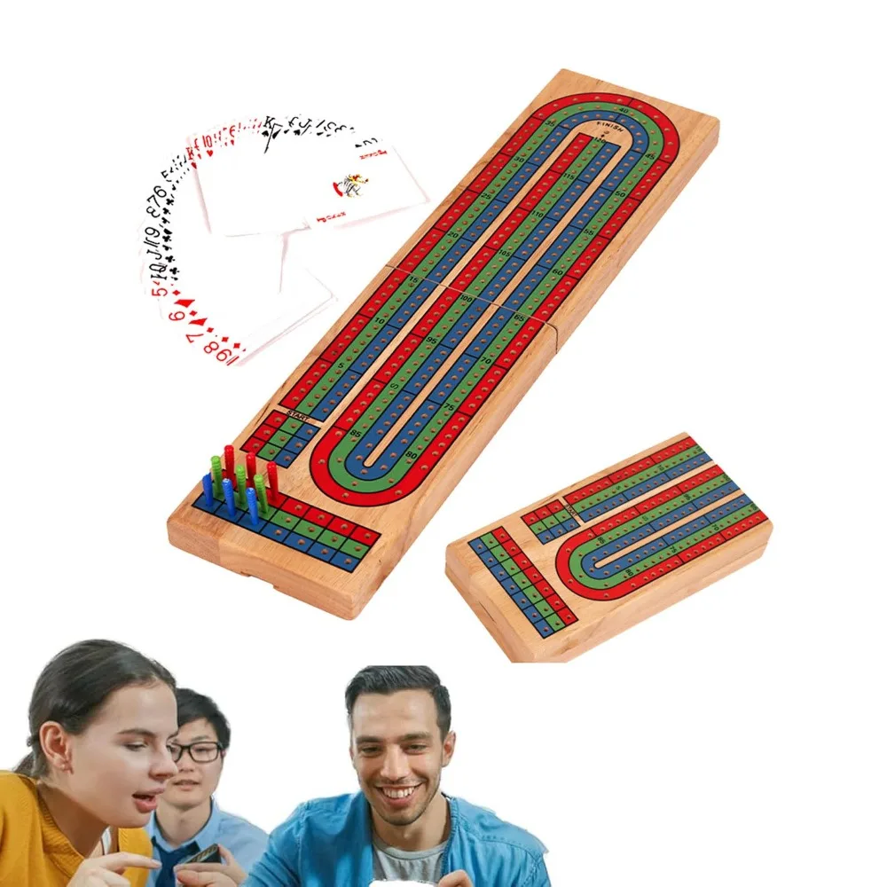 

Деревянная настольная игра Cribbage Wars, классическая игра со встроенным отделением для хранения, набор настольных игр Cribbage, табло