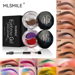 Dual Color Eyebrow Cream 2 in 1 Shaping Tinting Eyebrow Gel 15 Colors Waterproof Long-lasting Non-smudge Cos Makeup Brow Tattoo