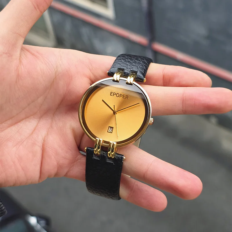 New Men'S Watch With Large DialLeather StrapClassic Digital Calendar, Quartz Watch, Luxury Men'S Watch, High-Quality Wristwatch.
