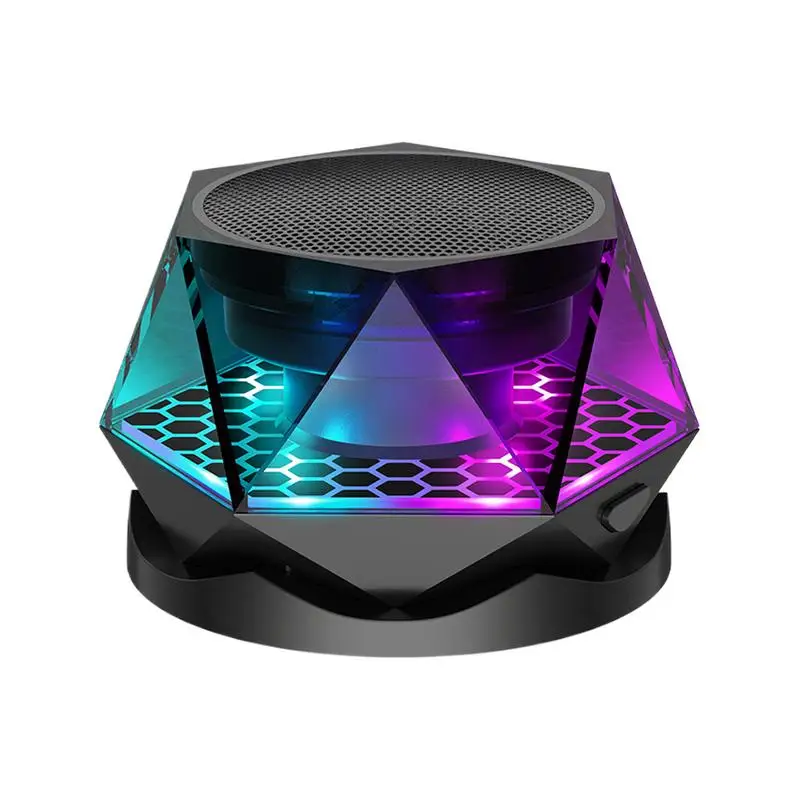 Magnetic Diamond Blue tooth Speaker Small Wireless Speaker RGB Color Light Portable Phone Stand with Non-Slip Silicone Bottom