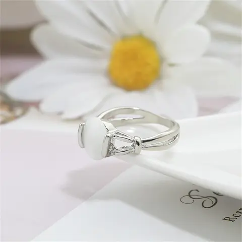 Hot Twilight Saga Bella Ring Fashion Silver Plated Opals Rings Simple Classic Movie Film Jewelry For Women Finger Accessories