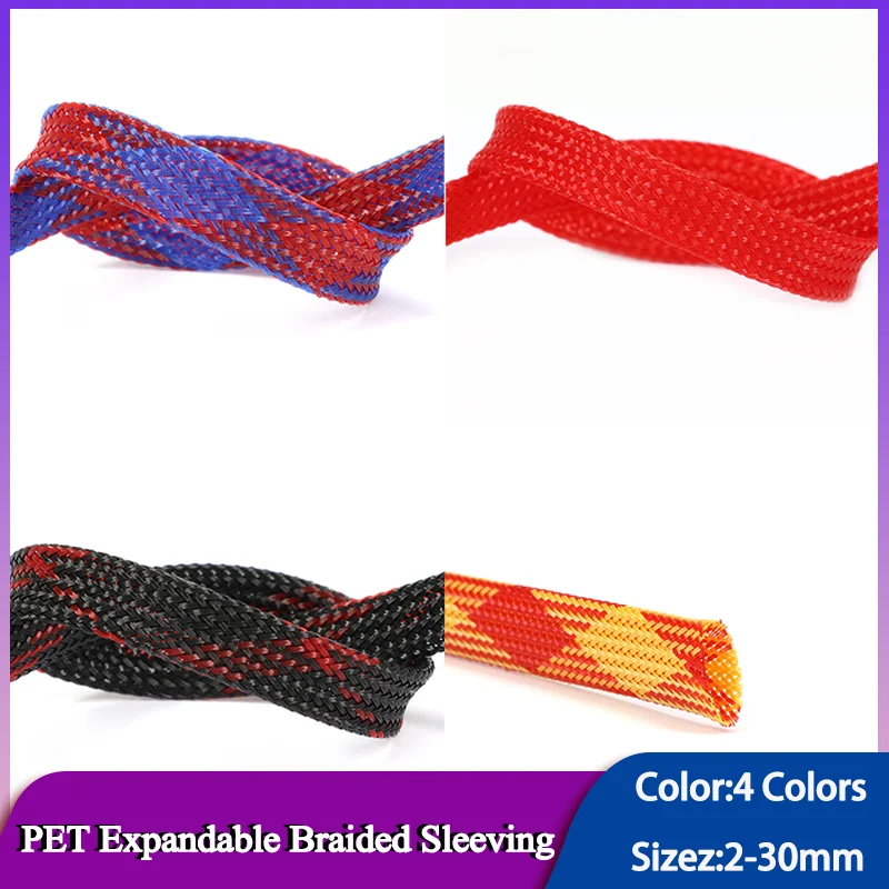 

Size 2-30mm Heat & Abrasion Resistant PET Sleeve for Auto/Electrical Cables High-Performance Braided Sleeving 1-20M Long Cable