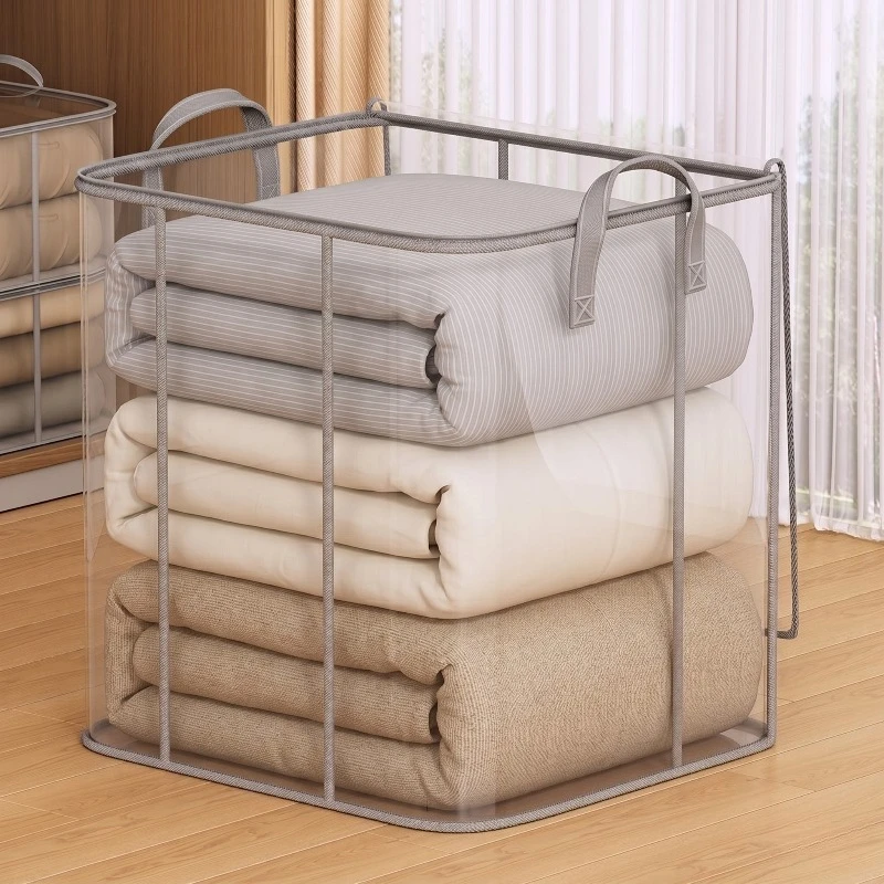 1 Stück Große PVC-Aufbewahrungstasche, Geeignet für Kleidung und Bettwäsche - Transparente Organisations-Tasche für Kleiderschrank und Unterbett-Aufbewahrung – Detail 6