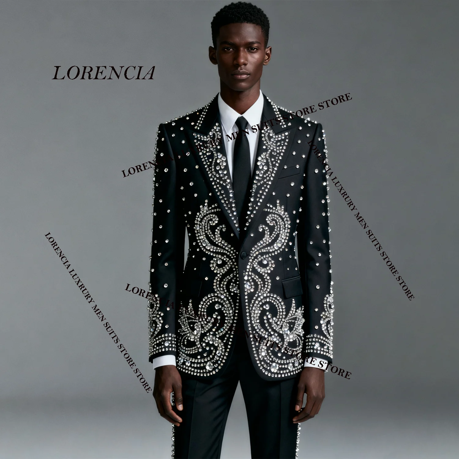 

Блестящий орнамент со стразами, мужские костюмы, комплекты из 2 предметов, мужские пиджаки для жениха, свадебные смокинги в африканском стиле по индивидуальному заказу, Ropa hombre