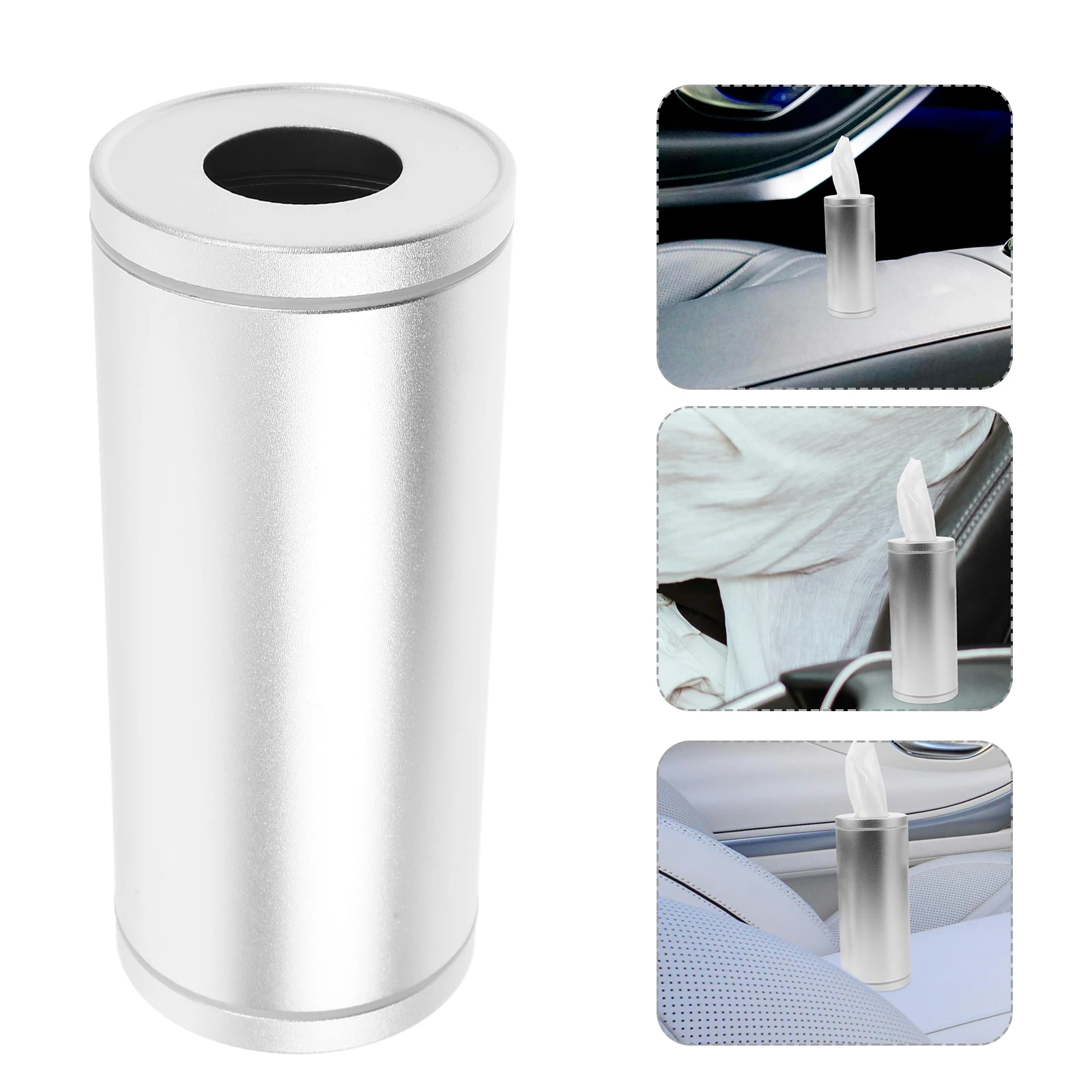 

Car Tissue Box Holder Aluminum Alloy Round Organizer for Small Items Black Bathroom Bedroom Office Decor Guest Easy Install