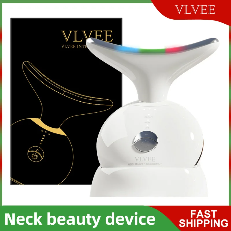 VLVEE أداة تجميل الرقبة الكهربائية EMS جهاز تجميل الوجه الساخن ضغط الوجه رفع مدلك أداة العناية بالبشرة مهرجان هدية