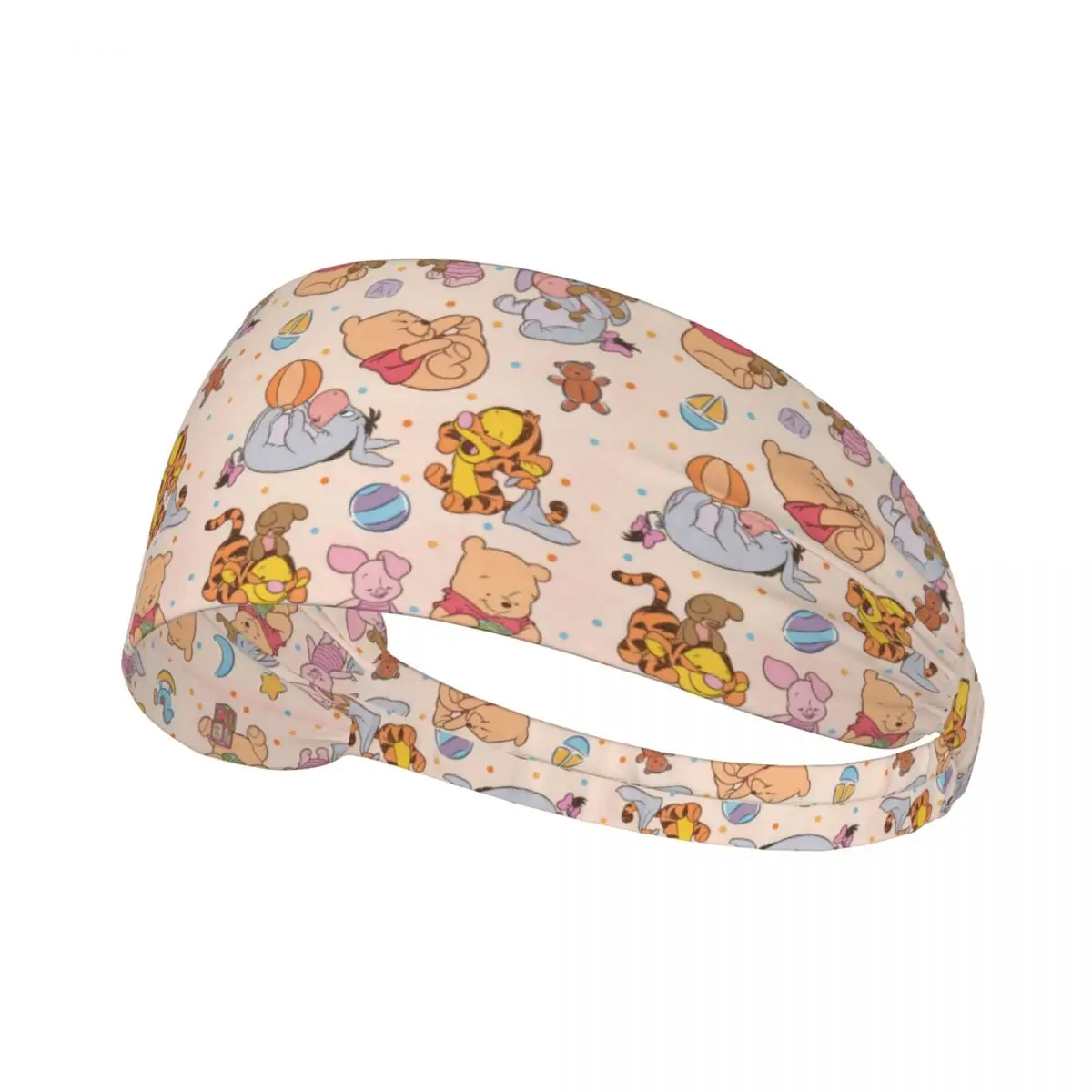 Custom Winnie Pooh Teddy Bear Headband Women Men Non Slip Moisture Wicking Workout Sweatband for Cycling