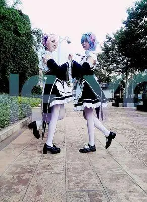 Ram Rem Cosplay Re:zero Kara Hajimeru Isekai Seikatsu Black Costume Girls Maid Outfit Women Apron Dress Halloween Costumes