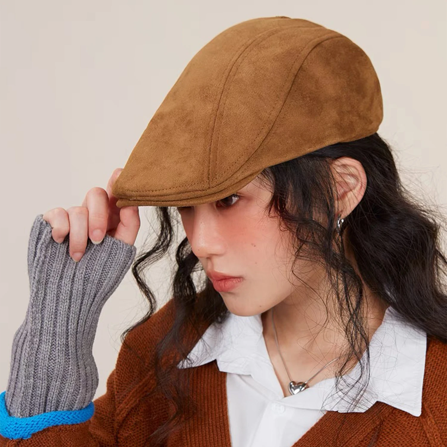 Autumn Winter British Style Beret Cap Adjustable Retro Suede Berets Hat Men Women Vintage Outdoor Driving Sun Hats Berets Warm