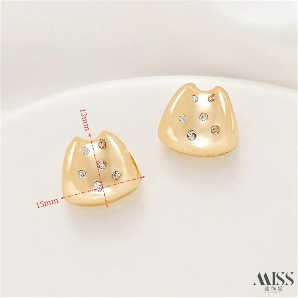14K Bag Gold Inlaid Zircon Perforated U-shaped Pendant DIY Handmade Large Hole Bracelet Bracelet Necklace Jewelry Accessories